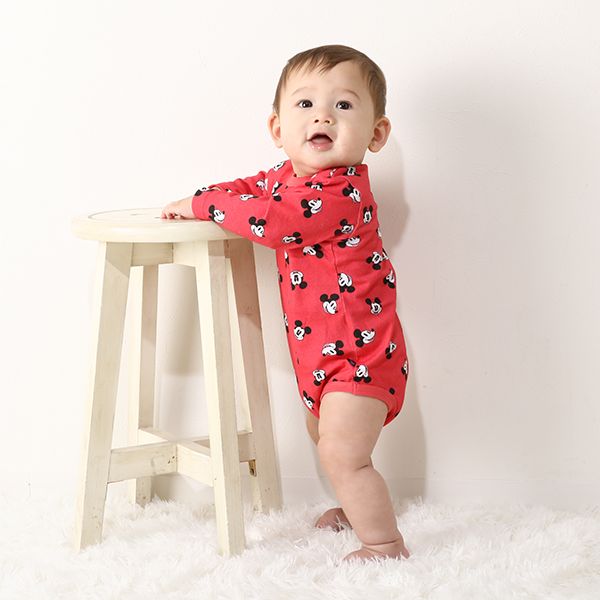 【ベビードール】ミッキー ギフトBOX付き 長袖 3点ギフトセット 0140B 【DY】 / 70-80cm ベビーサイズ 赤ちゃん 出産祝い 贈り物 プレゼント コーデセット つなぎ ボディースーツ パンツ スタイ