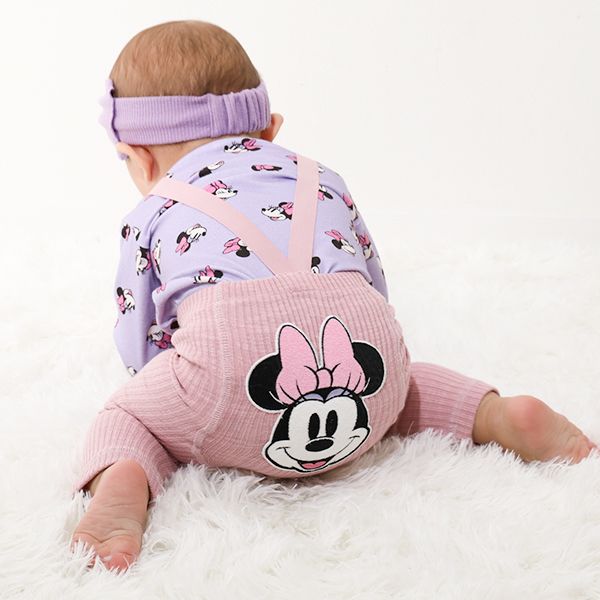 【ベビードール】ミニー ギフトBOX付き 長袖 3点ギフトセット 0140B 【DY】 / 70-80cm ベビーサイズ 赤ちゃん 出産祝い 贈り物 プレゼント コーデセット つなぎ ボディースーツ パンツ スタイ