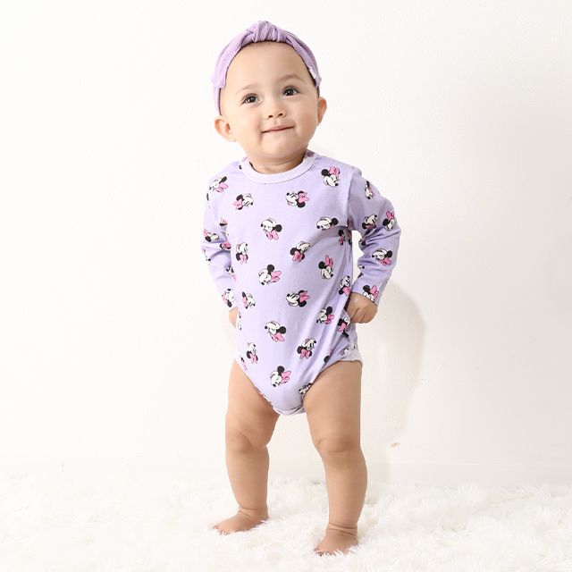 【ベビードール】ミニー ギフトBOX付き 長袖 3点ギフトセット 0140B 【DY】 / 70-80cm ベビーサイズ 赤ちゃん 出産祝い 贈り物 プレゼント コーデセット つなぎ ボディースーツ パンツ スタイ