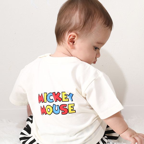 【ベビードール】ミッキー ギフトBOX付き 半袖 3点ギフトセット 0141B 【DY】 / 70-80cm ベビーサイズ 赤ちゃん 出産祝い 贈り物 プレゼント コーデセット 綿100％ つなぎ Tシャツ パンツ スタイ