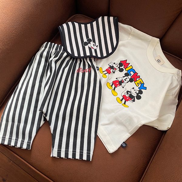 【ベビードール】ミッキー ギフトBOX付き 半袖 3点ギフトセット 0141B 【DY】 / 70-80cm ベビーサイズ 赤ちゃん 出産祝い 贈り物 プレゼント コーデセット 綿100％ つなぎ Tシャツ パンツ スタイ
