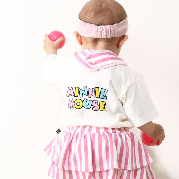 【ベビードール】ミニー ギフトBOX付き 半袖 3点ギフトセット 0141B 【DY】 / 70-80cm ベビーサイズ 赤ちゃん 出産祝い 贈り物 プレゼント コーデセット 綿100％ つなぎ Tシャツ ボリュームスカート スタイ