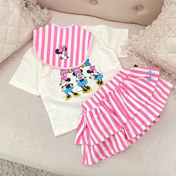 【ベビードール】ミニー ギフトBOX付き 半袖 3点ギフトセット 0141B 【DY】 / 70-80cm ベビーサイズ 赤ちゃん 出産祝い 贈り物 プレゼント コーデセット 綿100％ つなぎ Tシャツ ボリュームスカート スタイ