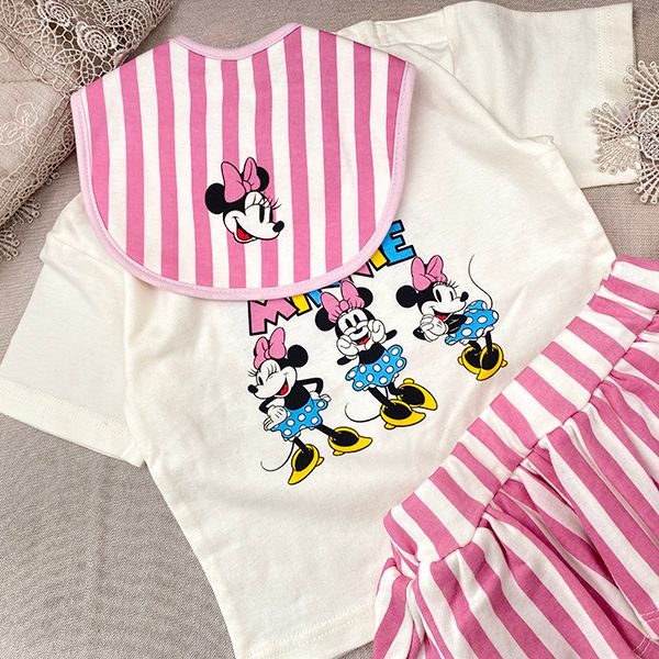 【ベビードール】ミニー ギフトBOX付き 半袖 3点ギフトセット 0141B 【DY】 / 70-80cm ベビーサイズ 赤ちゃん 出産祝い 贈り物 プレゼント コーデセット 綿100％ つなぎ Tシャツ ボリュームスカート スタイ