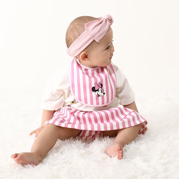 【ベビードール】ミニー ギフトBOX付き 半袖 3点ギフトセット 0141B 【DY】 / 70-80cm ベビーサイズ 赤ちゃん 出産祝い 贈り物 プレゼント コーデセット 綿100％ つなぎ Tシャツ ボリュームスカート スタイ
