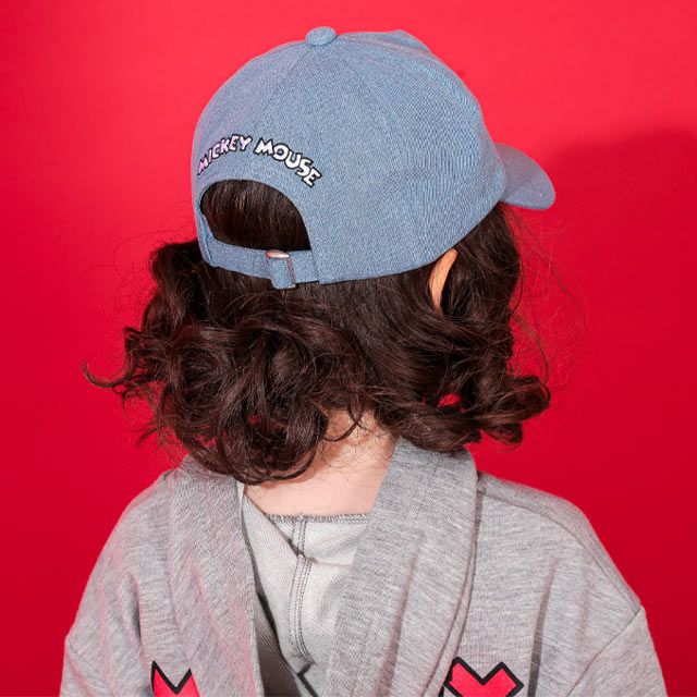 【ベビードール】ミッキー デニムキャップ 0192 / キッズ 雑貨 帽子 ぼうし 日よけ バックルでサイズ調整可 軽量 刺繍