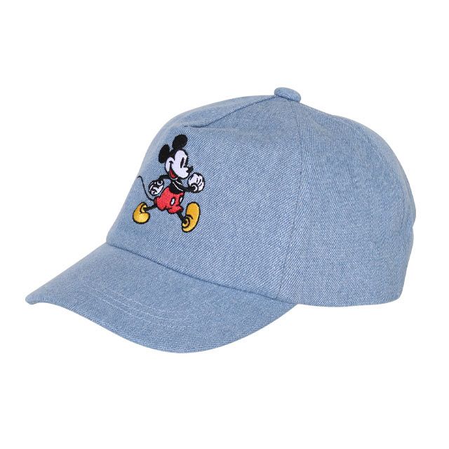 【ベビードール】ミッキー デニムキャップ 0192 / キッズ 雑貨 帽子 ぼうし 日よけ バックルでサイズ調整可 軽量 刺繍