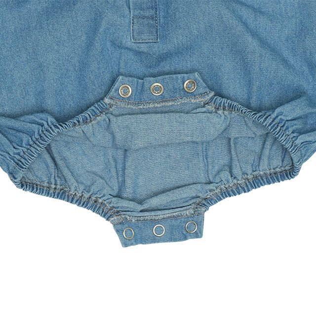 【ベビードール】ミッキー ワッペンデニムロンパース 0300B / ドナルド プルート 70-80cm 赤ちゃん リンクコーデ ペアルック 親子コーデ 出産祝い 贈り物 プレゼント ベビー服 つなぎ 長袖 綿100％