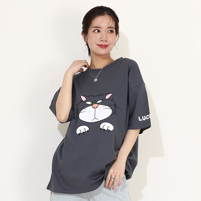 【ベビードール】ルシファー 親子お揃い キャラクターフェイスTシャツ 0320A / 大人 ユニセックス 男女兼用 リンクコーデ ペアルック 親子コーデ 半袖 トップス フリーサイズ 天竺素材 ワイドシルエット キャットコレクション 猫の日 猫キャラクター CAT