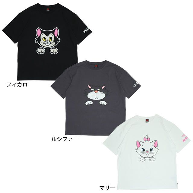 【ベビードール】マリー 親子お揃い キャラクターフェイスTシャツ 0320A / 大人 ユニセックス 男女兼用 リンクコーデ ペアルック 親子コーデ 半袖 トップス フリーサイズ 天竺素材 ワイドシルエット キャットコレクション 猫の日 猫キャラクター CAT