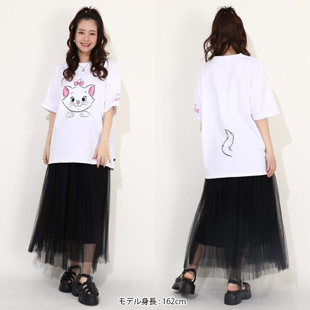 【ベビードール】マリー 親子お揃い キャラクターフェイスTシャツ 0320A / 大人 ユニセックス 男女兼用 リンクコーデ ペアルック 親子コーデ 半袖 トップス フリーサイズ 天竺素材 ワイドシルエット キャットコレクション 猫の日 猫キャラクター CAT