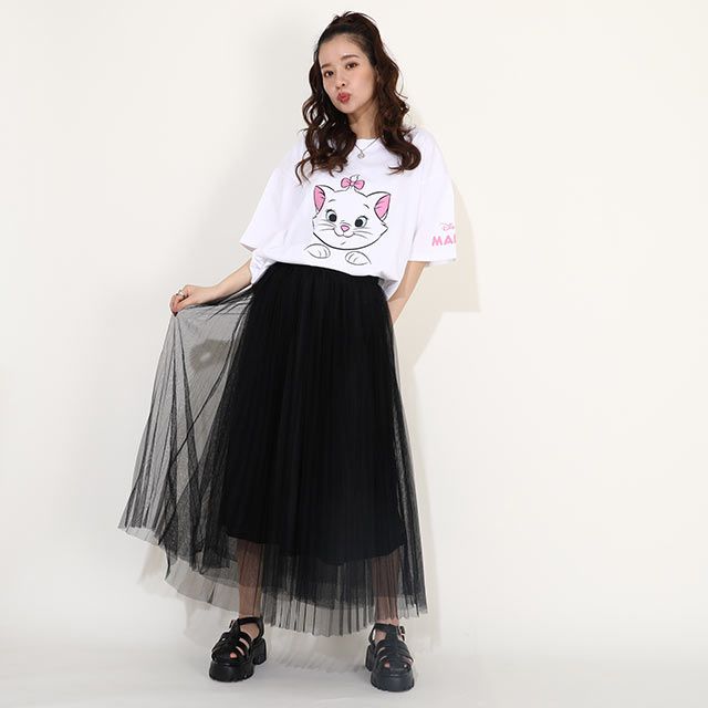 【ベビードール】マリー 親子お揃い キャラクターフェイスTシャツ 0320A / 大人 ユニセックス 男女兼用 リンクコーデ ペアルック 親子コーデ 半袖 トップス フリーサイズ 天竺素材 ワイドシルエット キャットコレクション 猫の日 猫キャラクター CAT