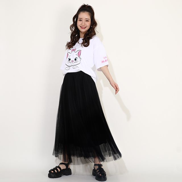 【ベビードール】マリー 親子お揃い キャラクターフェイスTシャツ 0320A / 大人 ユニセックス 男女兼用 リンクコーデ ペアルック 親子コーデ 半袖 トップス フリーサイズ 天竺素材 ワイドシルエット キャットコレクション 猫の日 猫キャラクター CAT