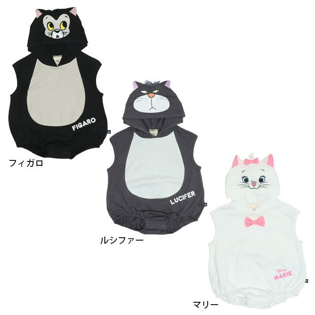 【ベビードール】ルシファー なりきる帽子付きロンパース 0321B / 70-80cm ベビー服 リンクコーデ ペアルック 親子コーデ 半袖 つなぎ ボディ肌着 フード付き 天竺素材 キャットコレクション 猫の日 猫キャラクター CAT