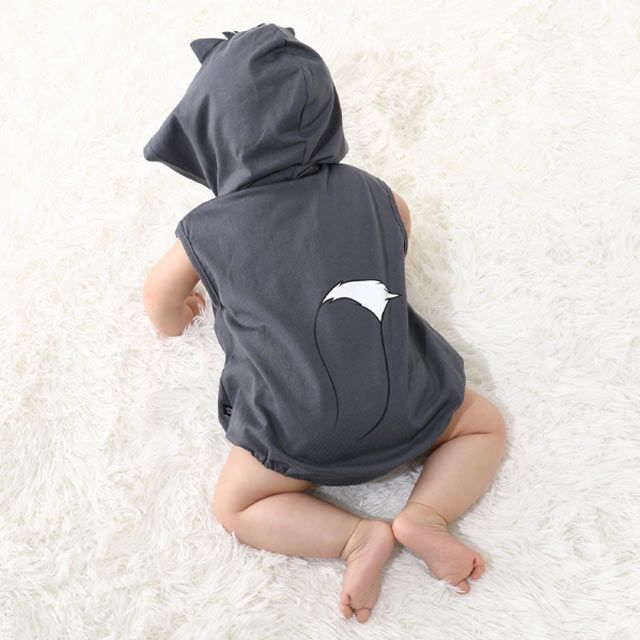 【ベビードール】ルシファー なりきる帽子付きロンパース 0321B / 70-80cm ベビー服 リンクコーデ ペアルック 親子コーデ 半袖 つなぎ ボディ肌着 フード付き 天竺素材 キャットコレクション 猫の日 猫キャラクター CAT