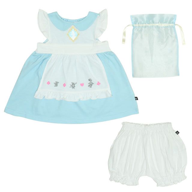 【ベビードール】アリス チュニック＆ブルマ 2点セット 0324B / 70-80cm ベビー服 ベビーサイズ 赤ちゃん 出産祝い 贈り物 プレゼント ドレス コスチューム 袖なし オーガンジー巾着付き