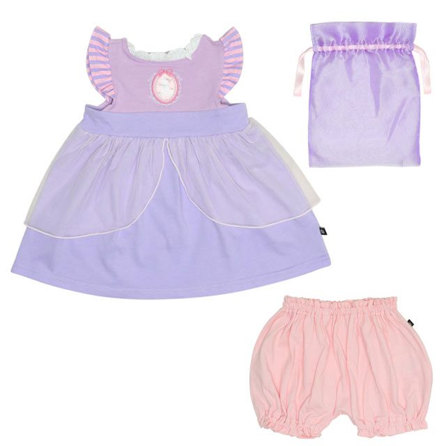 【ベビードール】ラプンツェル チュニック＆ブルマ 2点セット 0324B / 70-80cm ベビー服 ベビーサイズ 赤ちゃん 出産祝い 贈り物 プレゼント プリンセス ドレス コスチューム 袖なし オーガンジー巾着付き