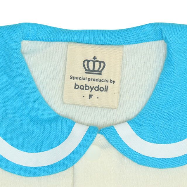 【ベビードール】ミニー マリン半袖2WAYオール 0327B / 50-70cm ベビーサイズ 赤ちゃん 出産祝い 贈り物 プレゼント ベビー服 ドレスオール カバーオール 襟付き