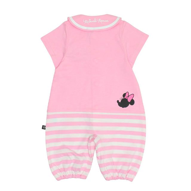 【ベビードール】ミニー マリン半袖2WAYオール 0327B / 50-70cm ベビーサイズ 赤ちゃん 出産祝い 贈り物 プレゼント ベビー服 ドレスオール カバーオール 襟付き