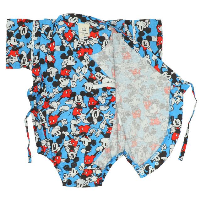 【ベビードール】ミッキー 浴衣ロンパース 0430B / 70-80cm ベビーサイズ 赤ちゃん 出産祝い 贈り物 プレゼント ベビー服 つなぎ 半袖 リンクコーデ ペアルック