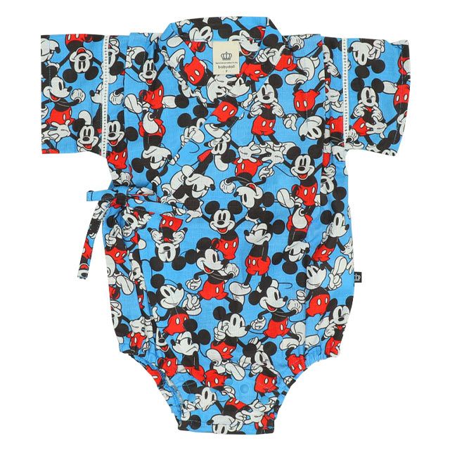 【ベビードール】ミッキー 浴衣ロンパース 0430B / 70-80cm ベビーサイズ 赤ちゃん 出産祝い 贈り物 プレゼント ベビー服 つなぎ 半袖 リンクコーデ ペアルック