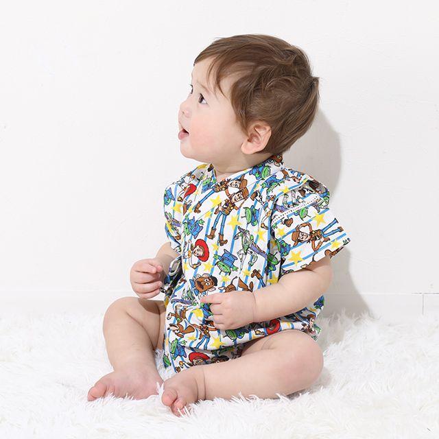 【ベビードール】トイ・ストーリー 浴衣ロンパース 0433B / 70-80cm ベビーサイズ 赤ちゃん 出産祝い 贈り物 プレゼント ベビー服 つなぎ 半袖 リンクコーデ ペアルック