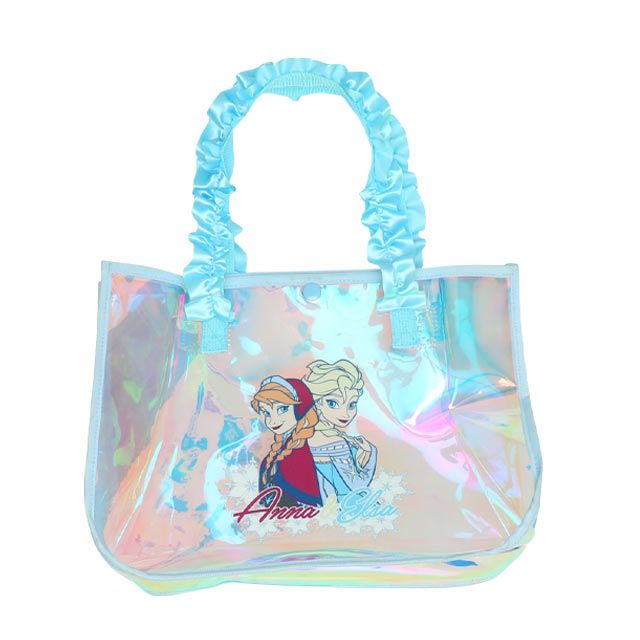 【ベビードール】アナ エルサ フリルクリアバッグ 0473 / キッズ スイムグッズ プール 水遊び 水泳 スイミング 鞄 トートバッグ プールバッグ オーロラ 軽量 撥水