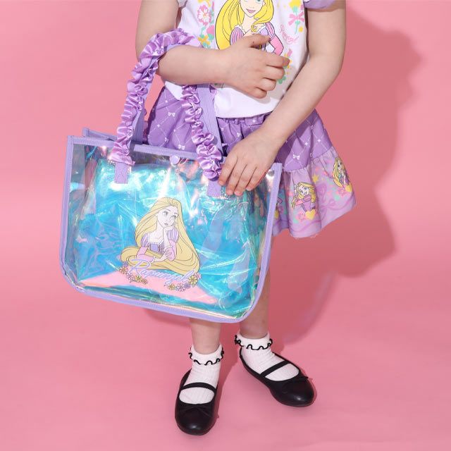 【ベビードール】ラプンツェル フリルクリアバッグ 0473 / キッズ スイムグッズ プール 水遊び 水泳 スイミング 鞄 トートバッグ プールバッグ オーロラ 軽量 撥水