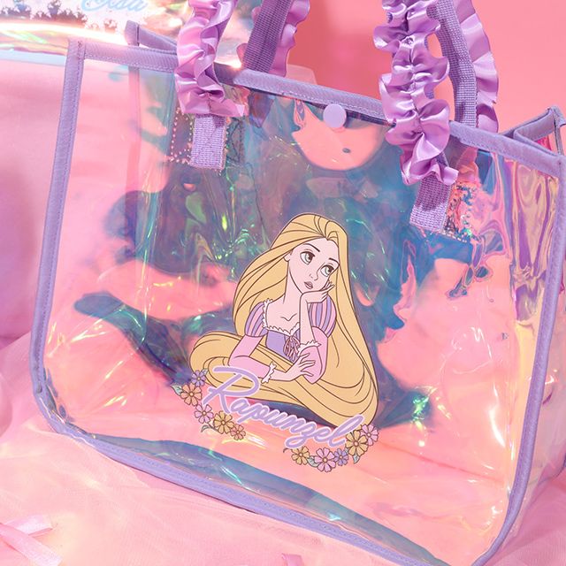 【ベビードール】ラプンツェル フリルクリアバッグ 0473 / キッズ スイムグッズ プール 水遊び 水泳 スイミング 鞄 トートバッグ プールバッグ オーロラ 軽量 撥水