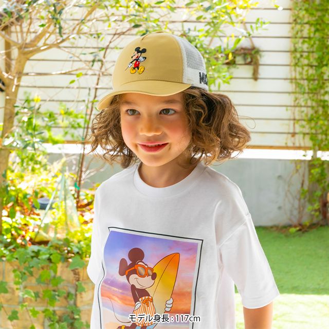 【ベビードール】ミッキー 刺繍メッシュキャップ 0481 / 頭回り52-54cm キッズ ぼうし 帽子 サイズ調節可能（ホック） 日よけ 熱中症対策 UV対策 スポーツ お出かけ レジャー