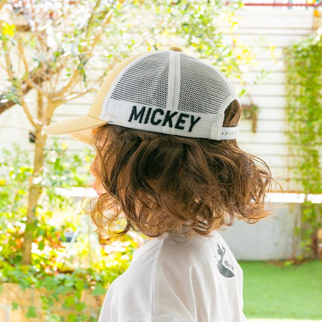 【ベビードール】ミッキー 刺繍メッシュキャップ 0481 / 頭回り52-54cm キッズ ぼうし 帽子 サイズ調節可能（ホック） 日よけ 熱中症対策 UV対策 スポーツ お出かけ レジャー