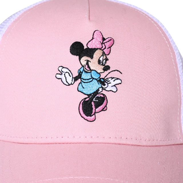 【ベビードール】ミニー 刺繍メッシュキャップ 0481 / 頭回り52-54cm キッズ ぼうし 帽子 サイズ調節可能（ホック） 立体モチーフ 日よけ 熱中症対策 UV対策