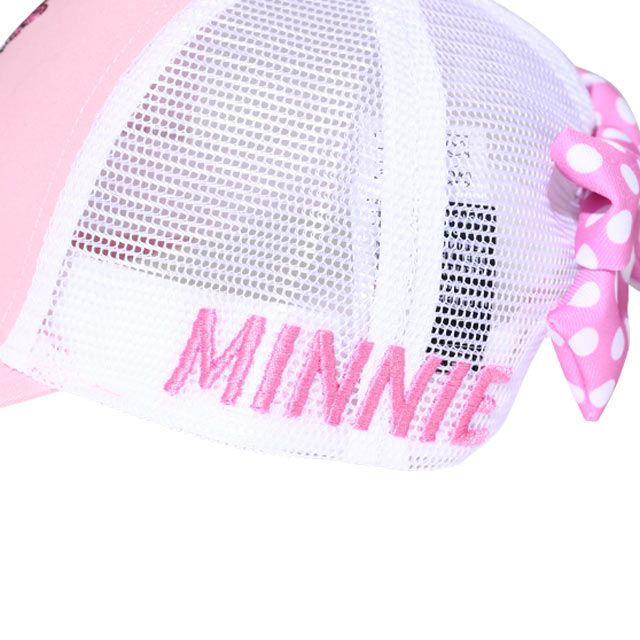 【ベビードール】ミニー 刺繍メッシュキャップ 0481 / 頭回り52-54cm キッズ ぼうし 帽子 サイズ調節可能（ホック） 立体モチーフ 日よけ 熱中症対策 UV対策