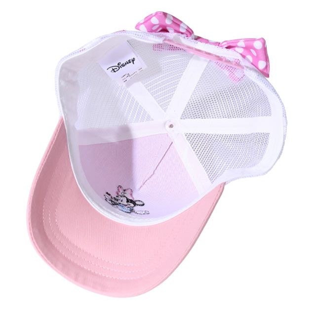【ベビードール】ミニー 刺繍メッシュキャップ 0481 / 頭回り52-54cm キッズ ぼうし 帽子 サイズ調節可能（ホック） 立体モチーフ 日よけ 熱中症対策 UV対策