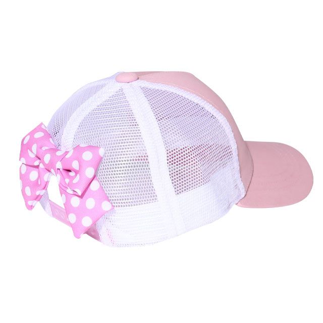 【ベビードール】ミニー 刺繍メッシュキャップ 0481 / 頭回り52-54cm キッズ ぼうし 帽子 サイズ調節可能（ホック） 立体モチーフ 日よけ 熱中症対策 UV対策