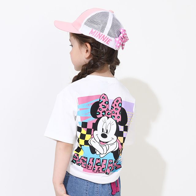 【ベビードール】ミニー 刺繍メッシュキャップ 0481 / 頭回り52-54cm キッズ ぼうし 帽子 サイズ調節可能（ホック） 立体モチーフ 日よけ 熱中症対策 UV対策