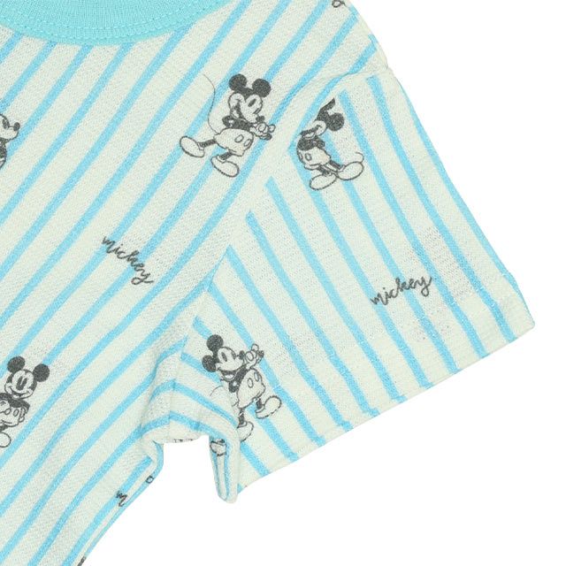 【ベビードール】ミッキー 総柄メッシュボディスーツ 0483B / ベビーサイズ 赤ちゃん 出産祝い 贈り物 プレゼント ベビー服 ワンオール つなぎ 半袖 天竺素材