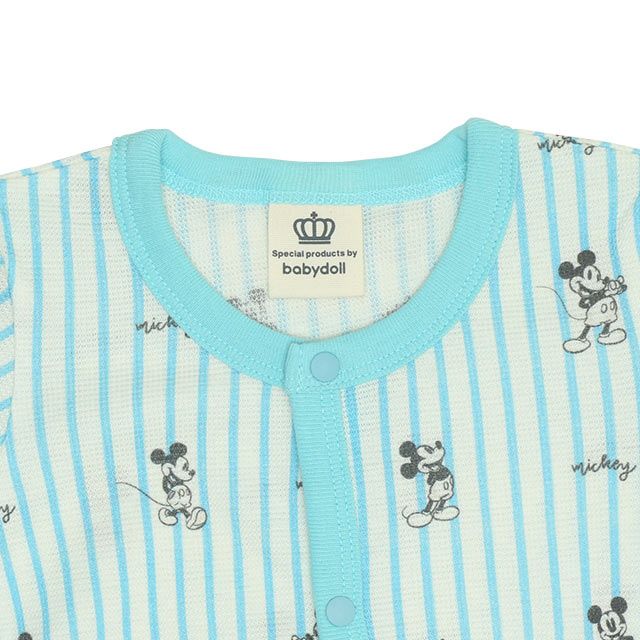 【ベビードール】ミニー 総柄メッシュボディスーツ 0483B / ベビーサイズ 赤ちゃん 出産祝い 贈り物 プレゼント ベビー服 ワンオール つなぎ 半袖 天竺素材