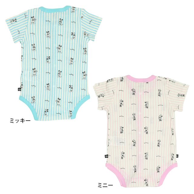 【ベビードール】ミニー 総柄メッシュボディスーツ 0483B / ベビーサイズ 赤ちゃん 出産祝い 贈り物 プレゼント ベビー服 ワンオール つなぎ 半袖 天竺素材