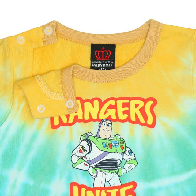 【ベビードール】バズ タイダイキャラクターロンパース 0516B / トイストーリー ベビーサイズ 赤ちゃん 出産祝い 贈り物 プレゼント ベビー服 つなぎ リンクコーデ ペアルック 親子コーデ おそろい 天竺素材