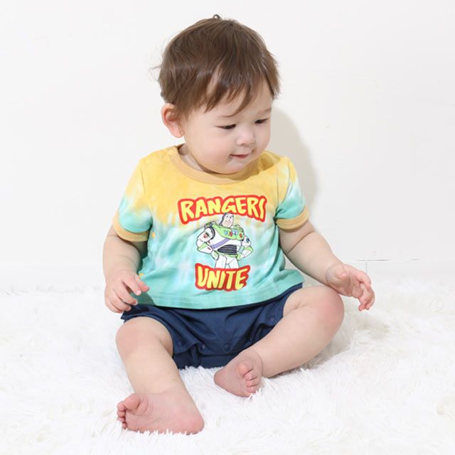 【ベビードール】バズ タイダイキャラクターロンパース 0516B / トイストーリー ベビーサイズ 赤ちゃん 出産祝い 贈り物 プレゼント ベビー服 つなぎ リンクコーデ ペアルック 親子コーデ おそろい 天竺素材