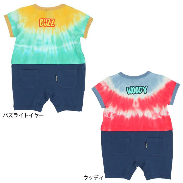 【ベビードール】ウッディ タイダイキャラクターロンパース 0516B / トイストーリー ベビーサイズ 赤ちゃん 出産祝い 贈り物 プレゼント ベビー服 つなぎ リンクコーデ ペアルック 親子コーデ おそろい 天竺素材