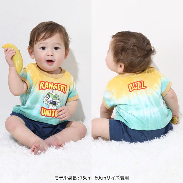 【ベビードール】ウッディ タイダイキャラクターロンパース 0516B / トイストーリー ベビーサイズ 赤ちゃん 出産祝い 贈り物 プレゼント ベビー服 つなぎ リンクコーデ ペアルック 親子コーデ おそろい 天竺素材