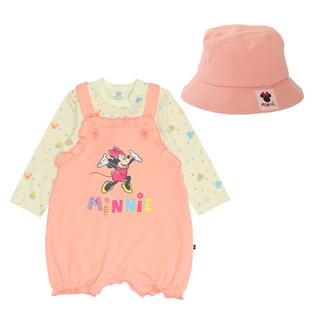 【ベビードール】ミニー ギフトBOX付き 3点ギフトセット 0636B 【DY】 / 70-80cm ベビーサイズ 赤ちゃん 出産祝い 贈り物 プレゼント ベビー服 長袖 ボディスーツ サロペット 帽子 ベビーハット トータルコーディネート 綿100%
