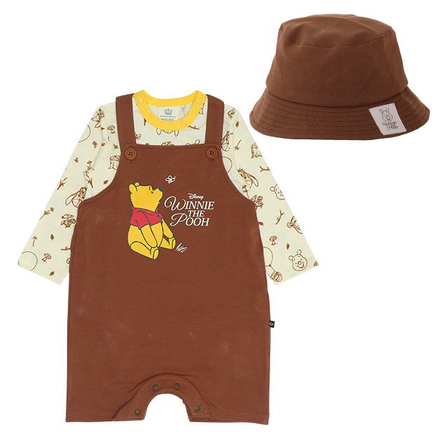 【ベビードール】プー ギフトBOX付き 3点ギフトセット 0636B 【DY】 / 70-80cm ベビーサイズ 赤ちゃん 出産祝い 贈り物 プレゼント ベビー服 長袖 ボディスーツ サロペット 帽子 ベビーハット トータルコーディネート 綿100%