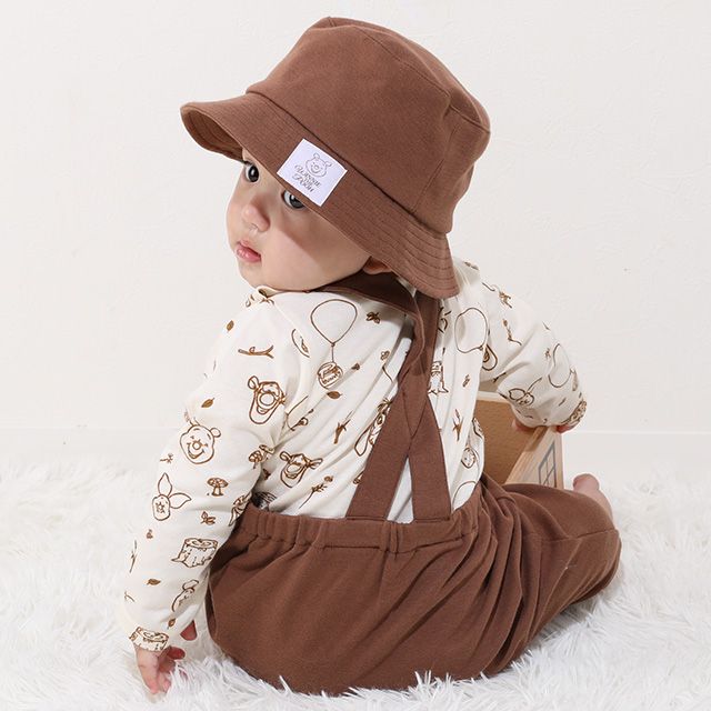 【ベビードール】プー ギフトBOX付き 3点ギフトセット 0636B 【DY】 / 70-80cm ベビーサイズ 赤ちゃん 出産祝い 贈り物 プレゼント ベビー服 長袖 ボディスーツ サロペット 帽子 ベビーハット トータルコーディネート 綿100%