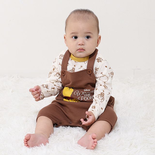 【ベビードール】プー ギフトBOX付き 3点ギフトセット 0636B 【DY】 / 70-80cm ベビーサイズ 赤ちゃん 出産祝い 贈り物 プレゼント ベビー服 長袖 ボディスーツ サロペット 帽子 ベビーハット トータルコーディネート 綿100%