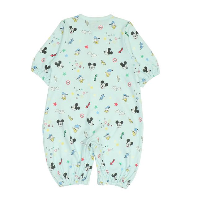 【ベビードール】ミッキー ドナルド 総柄2WAYオール 0637B / 50-70cm ベビーサイズ 赤ちゃん 出産祝い 贈り物 プレゼント ベビー服 つなぎ 長袖 ドレスオール カバーオール 綿100％