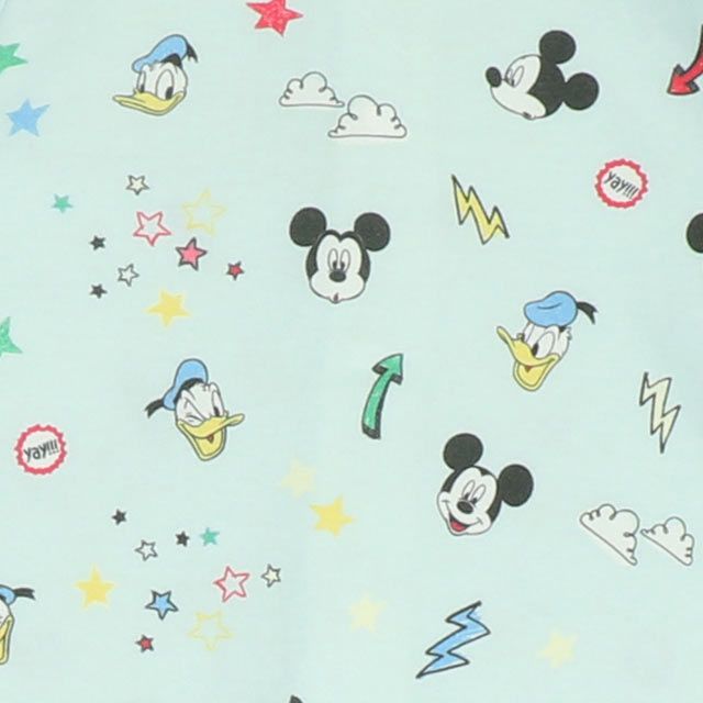 【ベビードール】ミッキー ドナルド 総柄2WAYオール 0637B / 50-70cm ベビーサイズ 赤ちゃん 出産祝い 贈り物 プレゼント ベビー服 つなぎ 長袖 ドレスオール カバーオール 綿100％