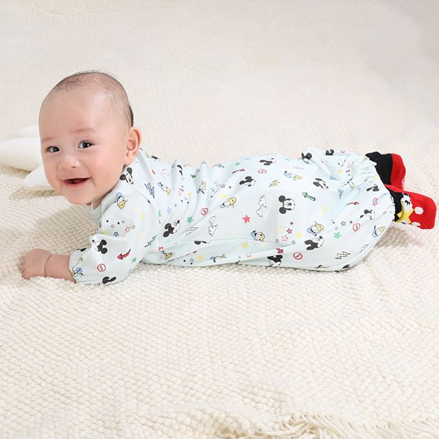 【ベビードール】ミッキー ドナルド 総柄2WAYオール 0637B / 50-70cm ベビーサイズ 赤ちゃん 出産祝い 贈り物 プレゼント ベビー服 つなぎ 長袖 ドレスオール カバーオール 綿100％